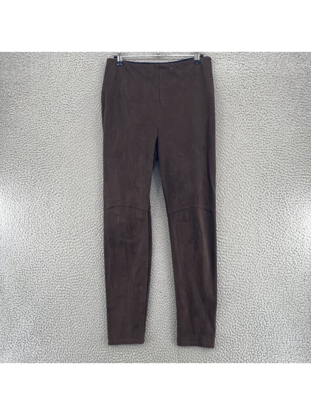 Lysse Pants Womens Medium Brown Faux Suede Knit Slimming Ankle Leggings Stretch